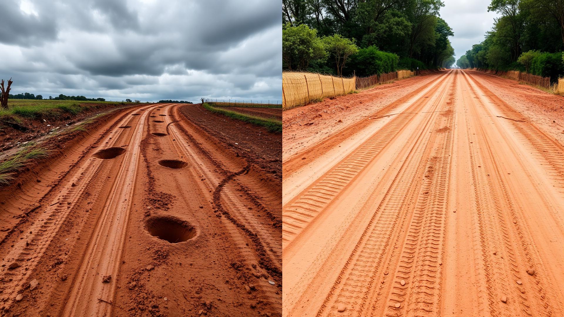 Before and after a Build A Road treatment
